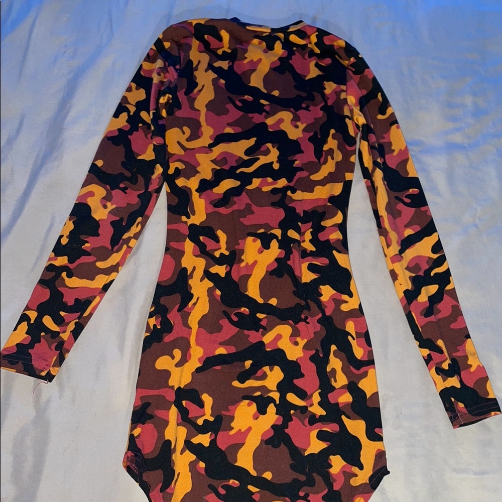 Orange camo long sleeve dress